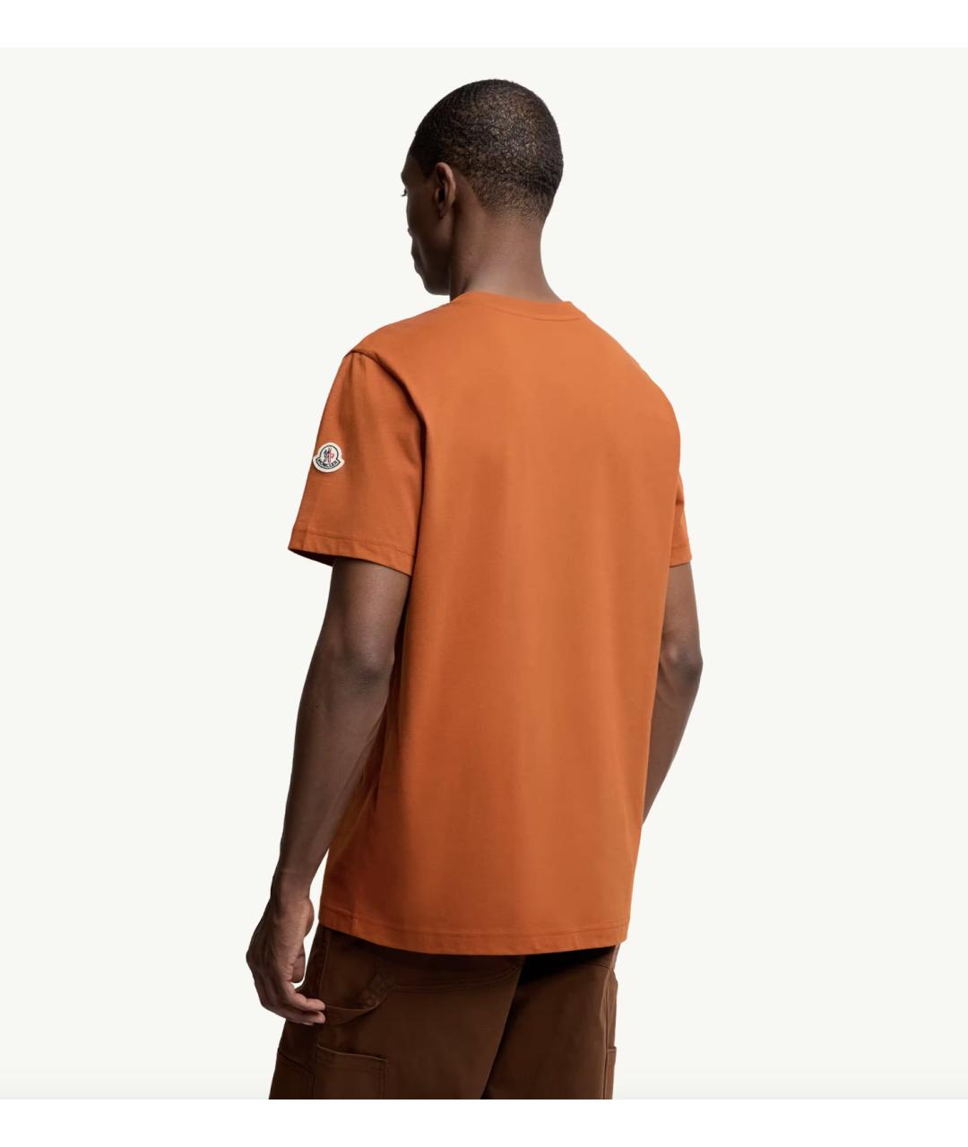 MONCLER Оранжевая хлопковая футболка, фото 8