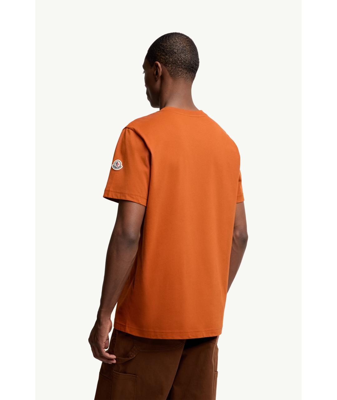 MONCLER Оранжевая хлопковая футболка, фото 2