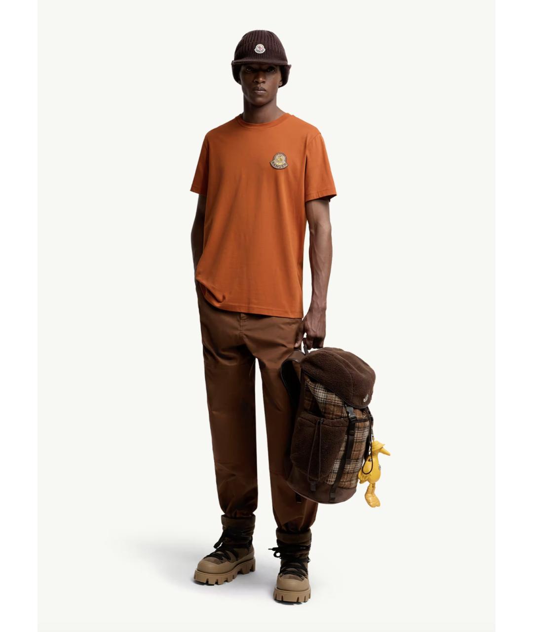 MONCLER Оранжевая хлопковая футболка, фото 5