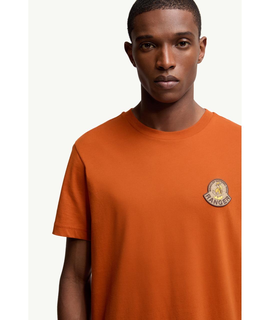 MONCLER Оранжевая хлопковая футболка, фото 3