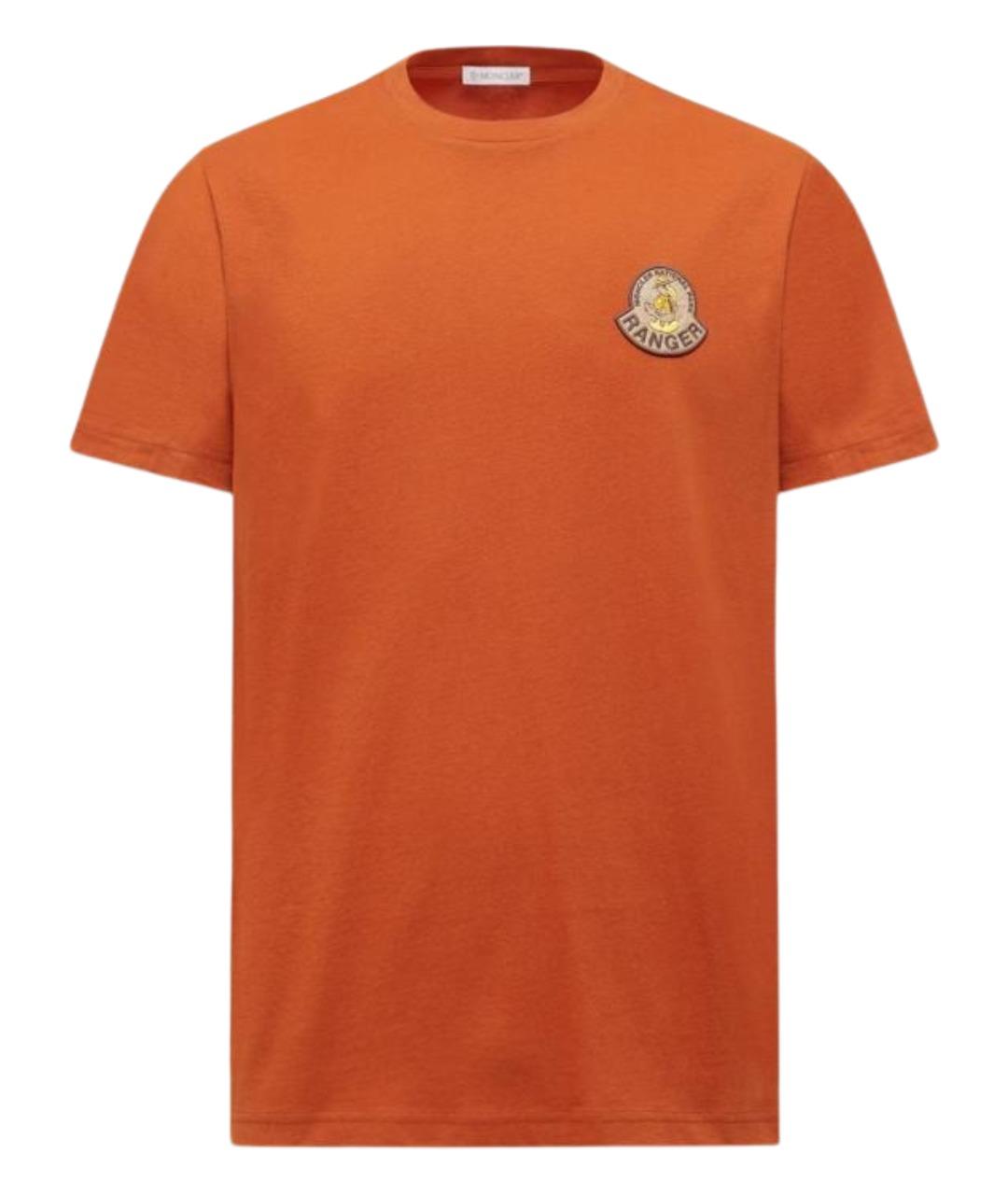 MONCLER Оранжевая хлопковая футболка, фото 1