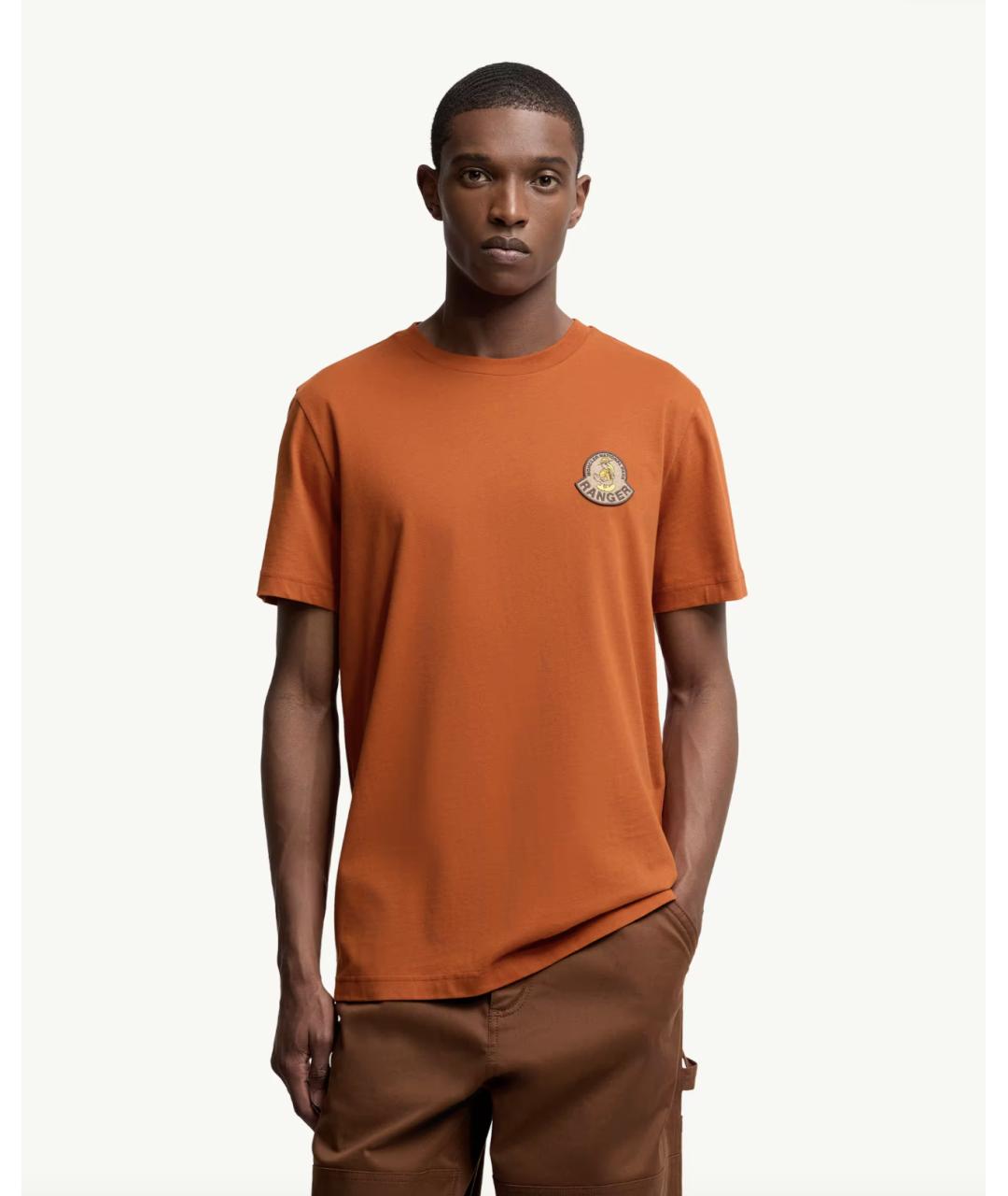 MONCLER Оранжевая хлопковая футболка, фото 7