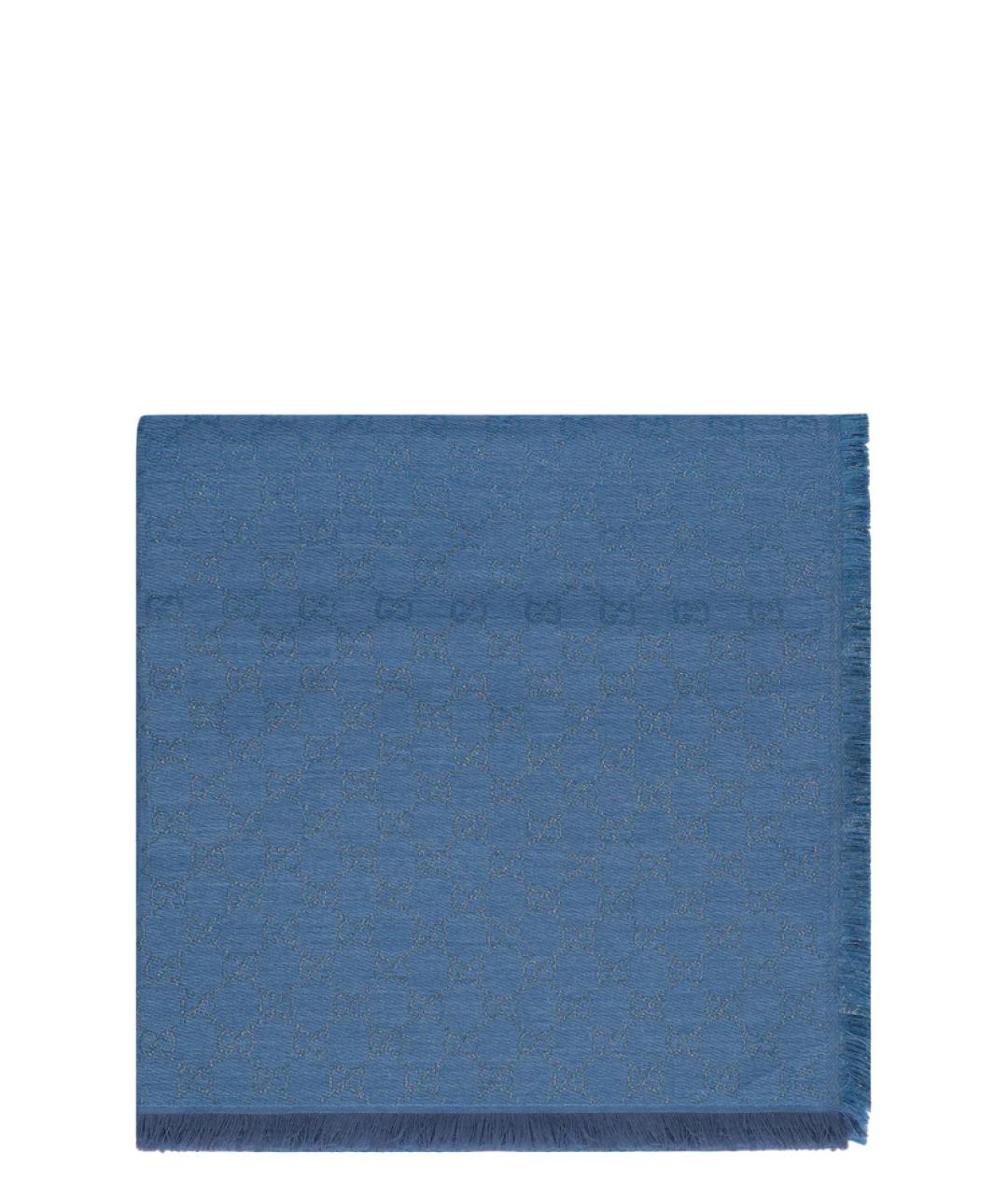 GUCCI Синий шерстяной шарф, фото 1