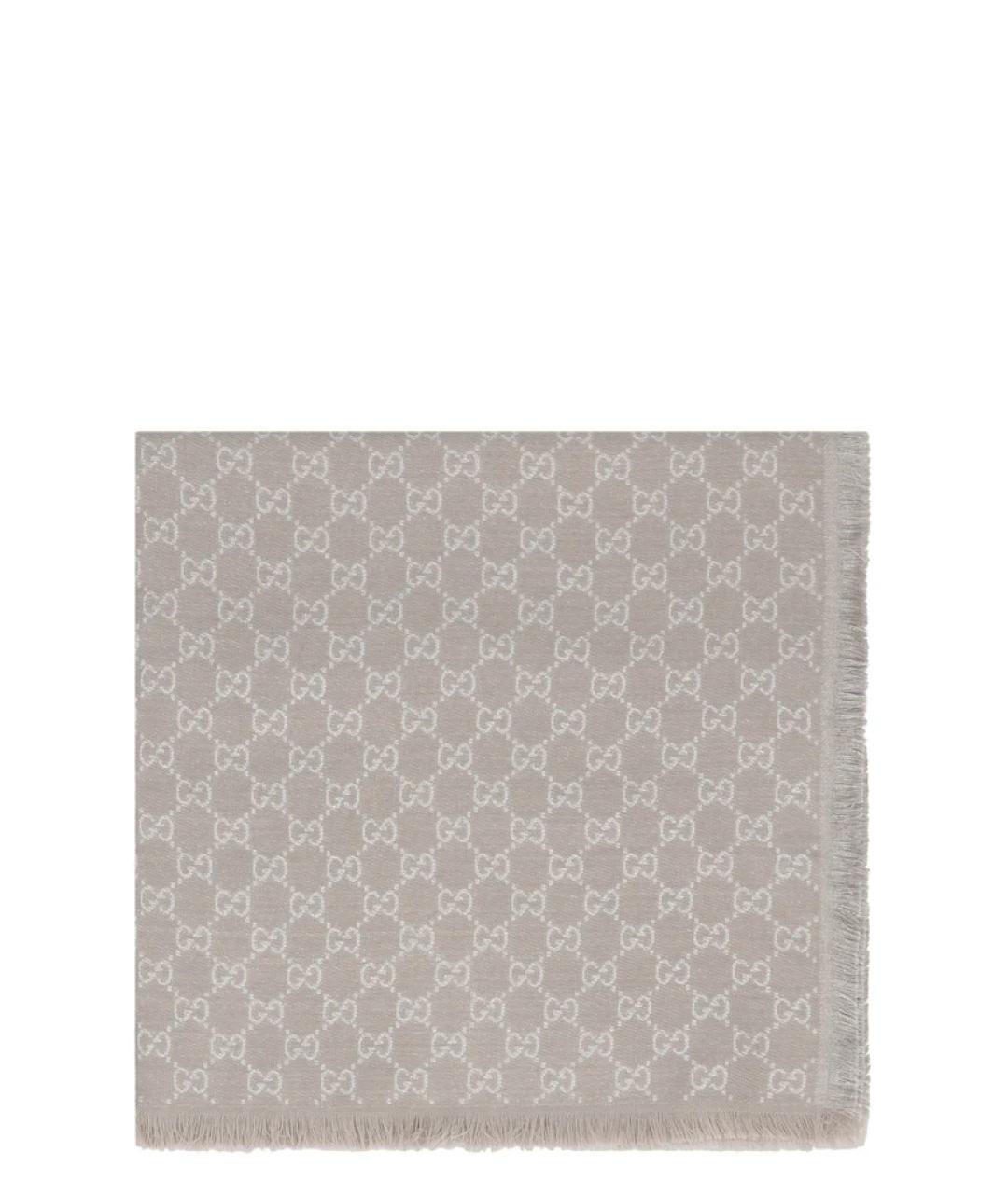 GUCCI Серый шерстяной шарф, фото 1