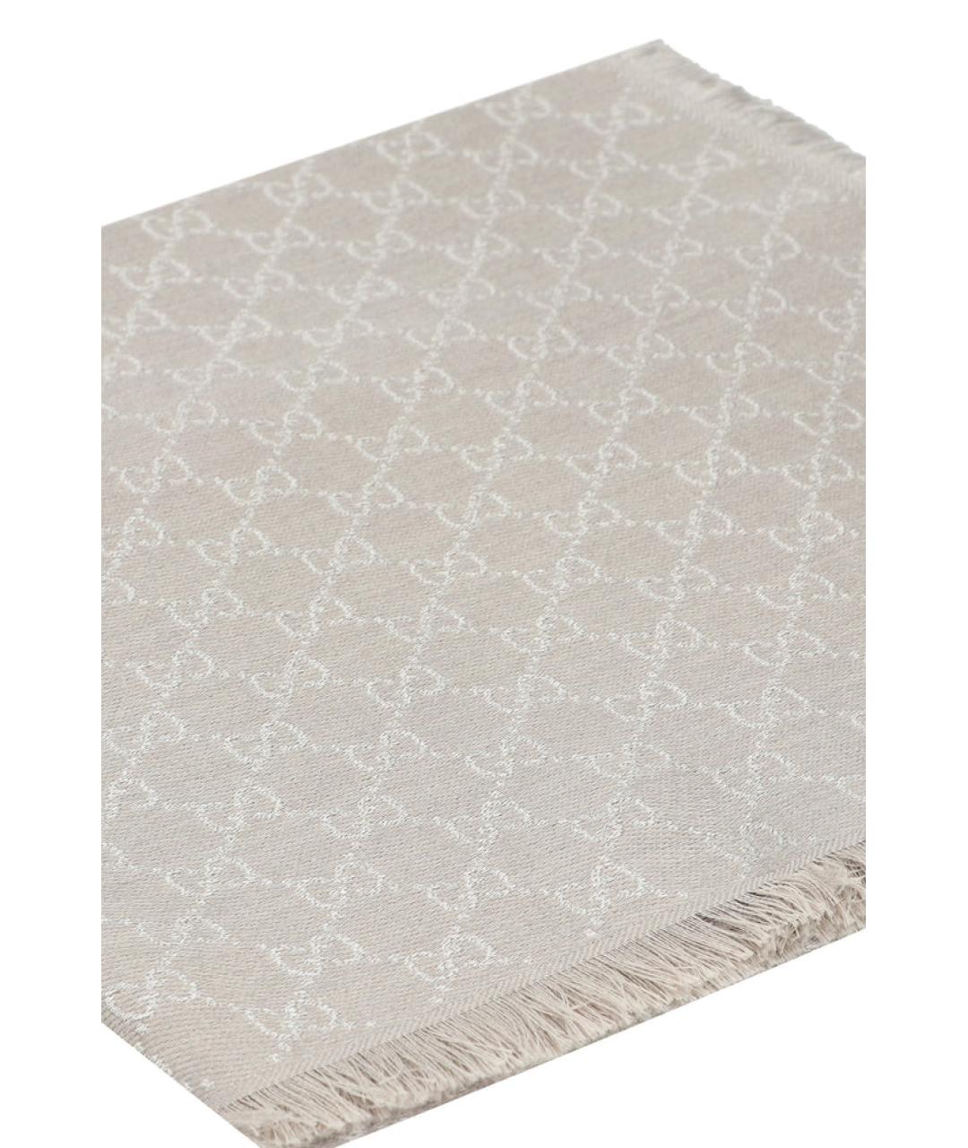 GUCCI Серый шерстяной шарф, фото 2