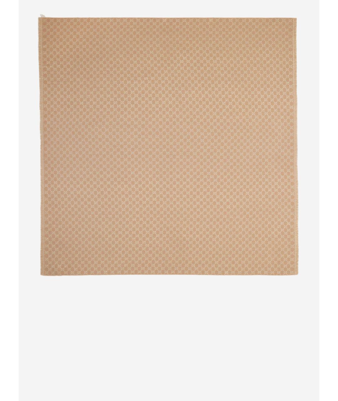 GUCCI Бежевый шерстяной шарф, фото 2