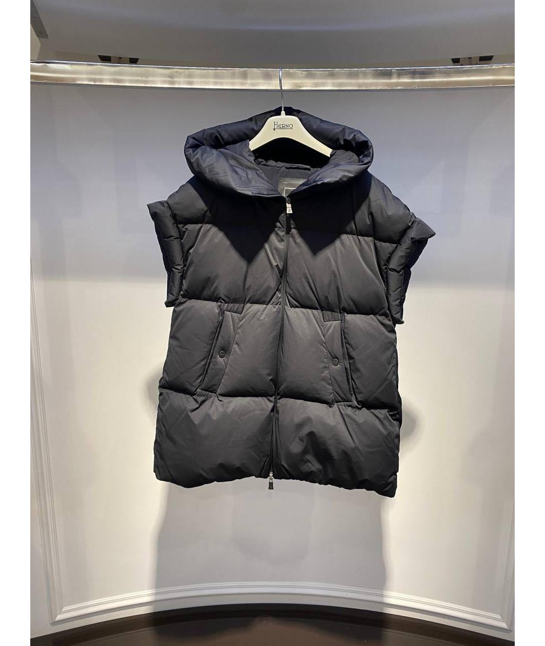 HERNO Черный полиэстеровый жилет, фото 3