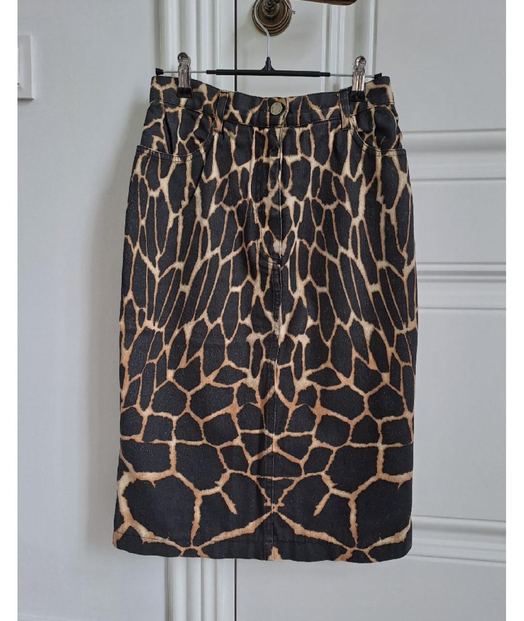 ROBERTO CAVALLI Коричневая деним юбка миди, фото 5