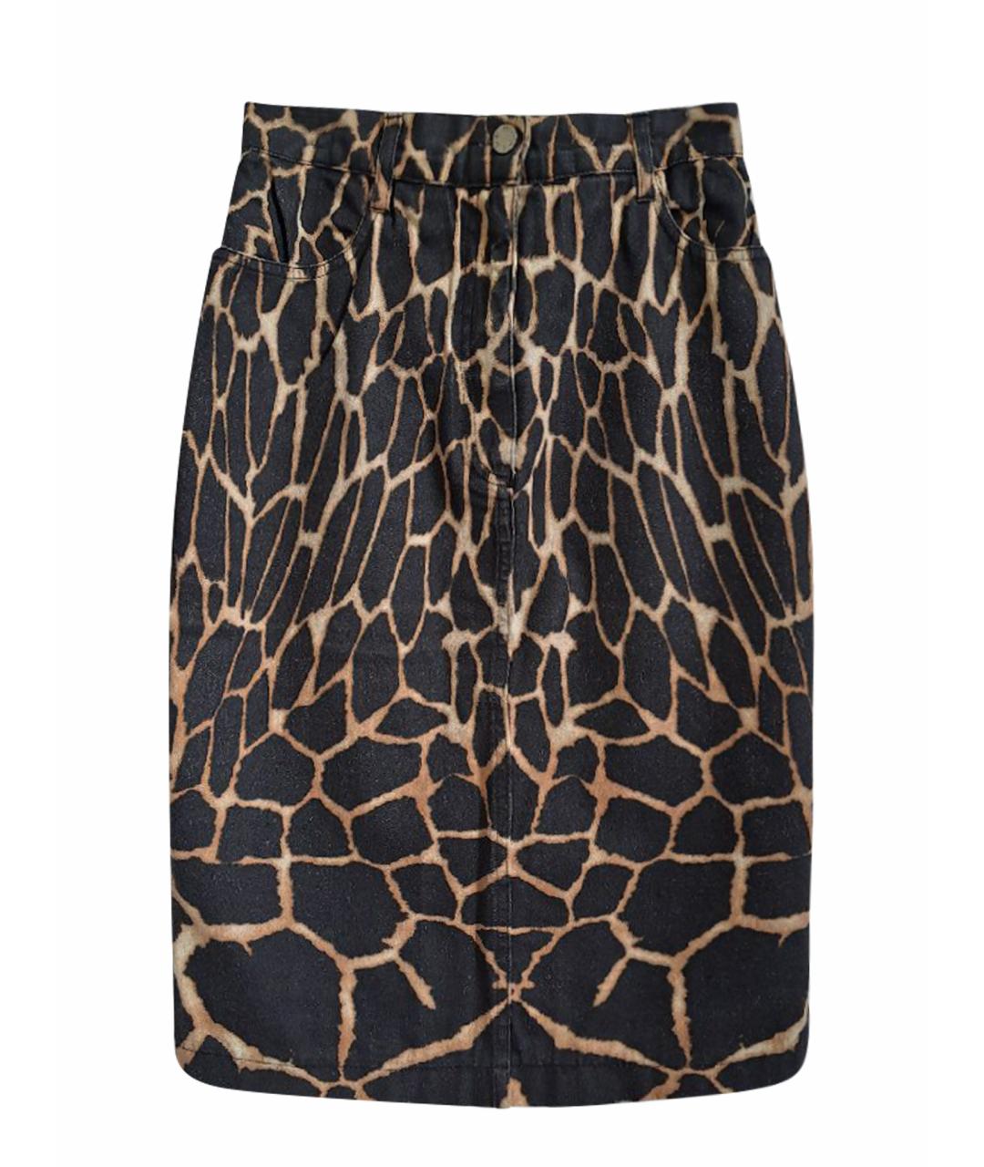 ROBERTO CAVALLI Коричневая деним юбка миди, фото 1