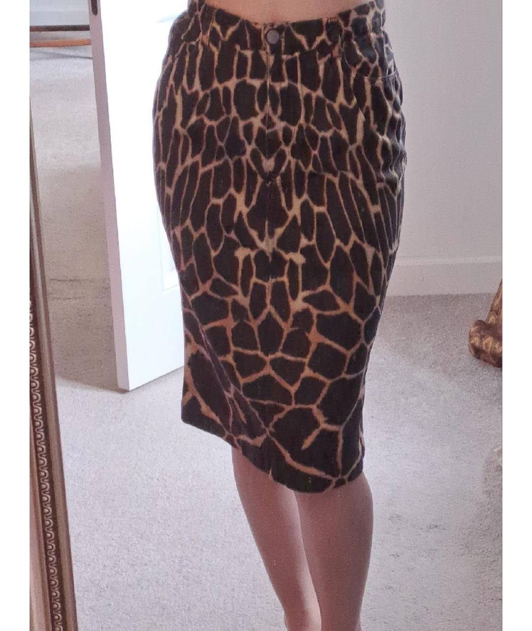 ROBERTO CAVALLI Коричневая деним юбка миди, фото 4