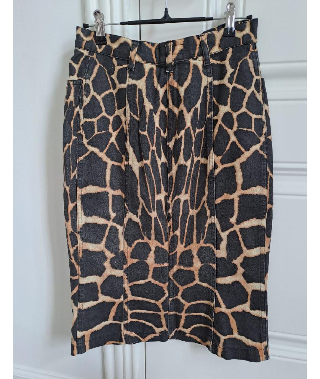 ROBERTO CAVALLI Коричневая деним юбка миди, фото 2