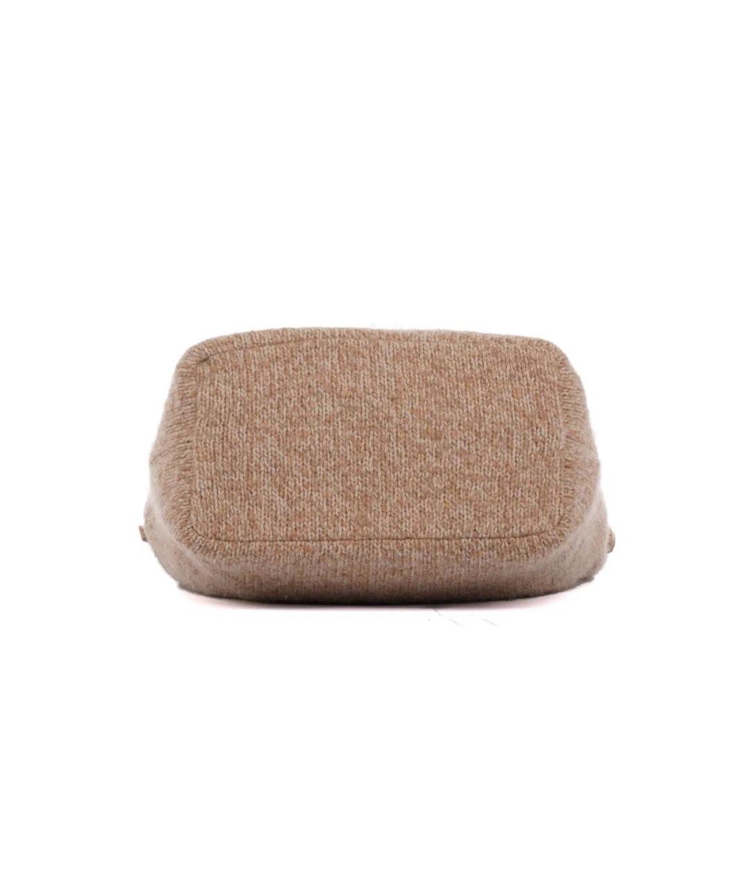 FENDI Бежевая шерстяная сумка с короткими ручками, фото 4