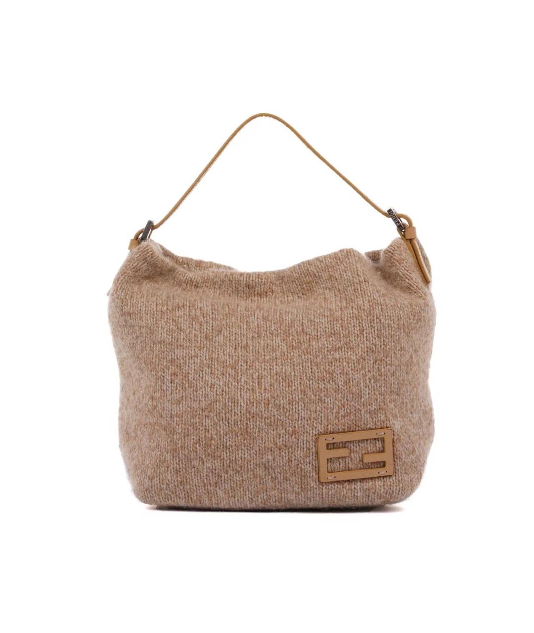 FENDI Бежевая шерстяная сумка с короткими ручками, фото 1