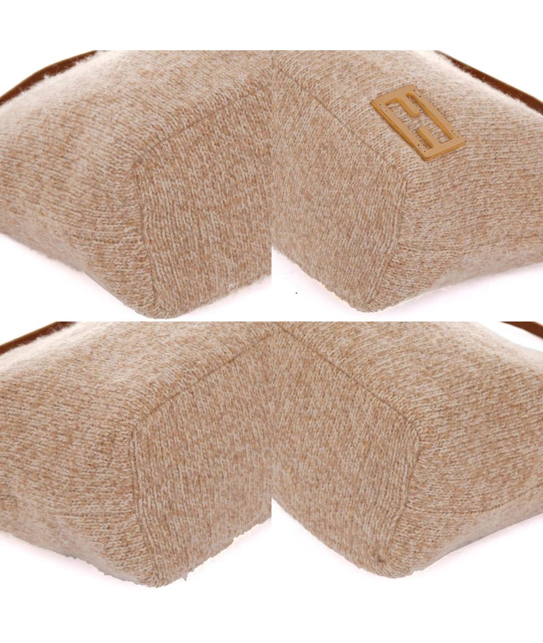 FENDI Бежевая шерстяная сумка с короткими ручками, фото 7