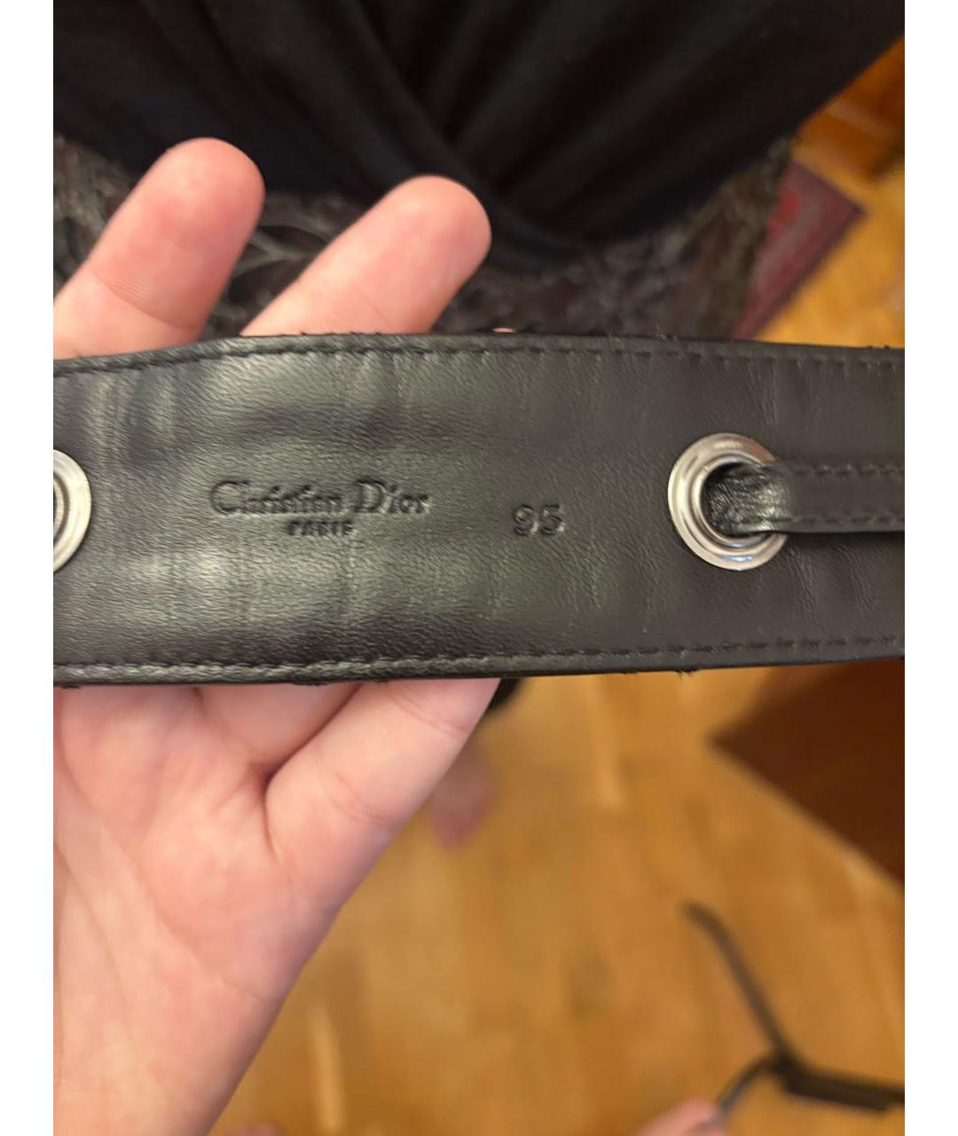 CHRISTIAN DIOR Черный кожаный ремень, фото 3