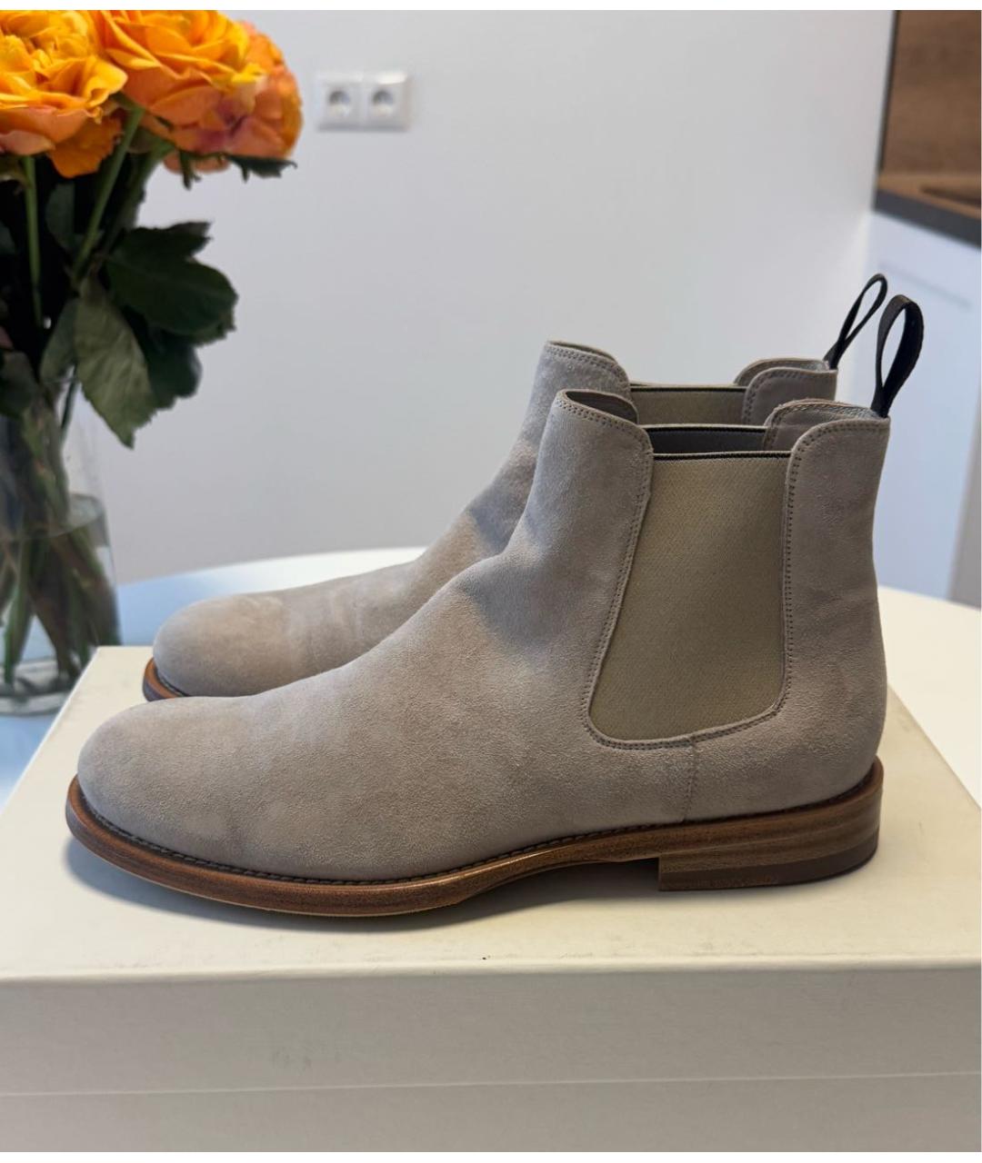 SANTONI Серые замшевые ботинки, фото 5