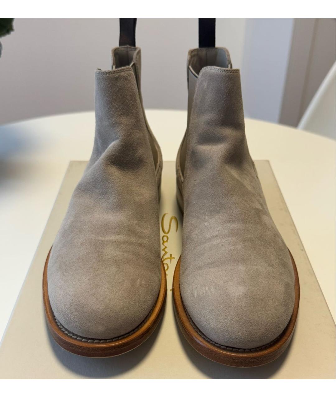 SANTONI Серые замшевые ботинки, фото 2