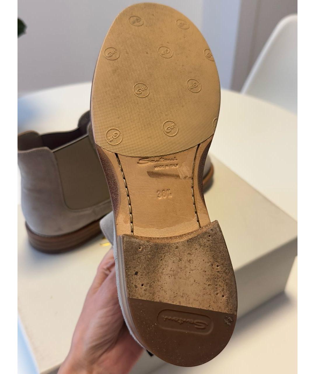 SANTONI Серые замшевые ботинки, фото 7