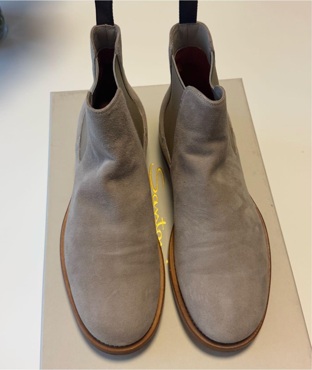 SANTONI Серые замшевые ботинки, фото 3