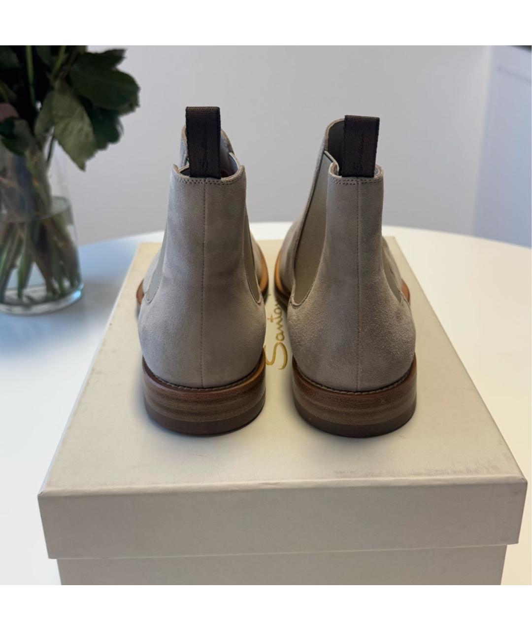 SANTONI Серые замшевые ботинки, фото 4