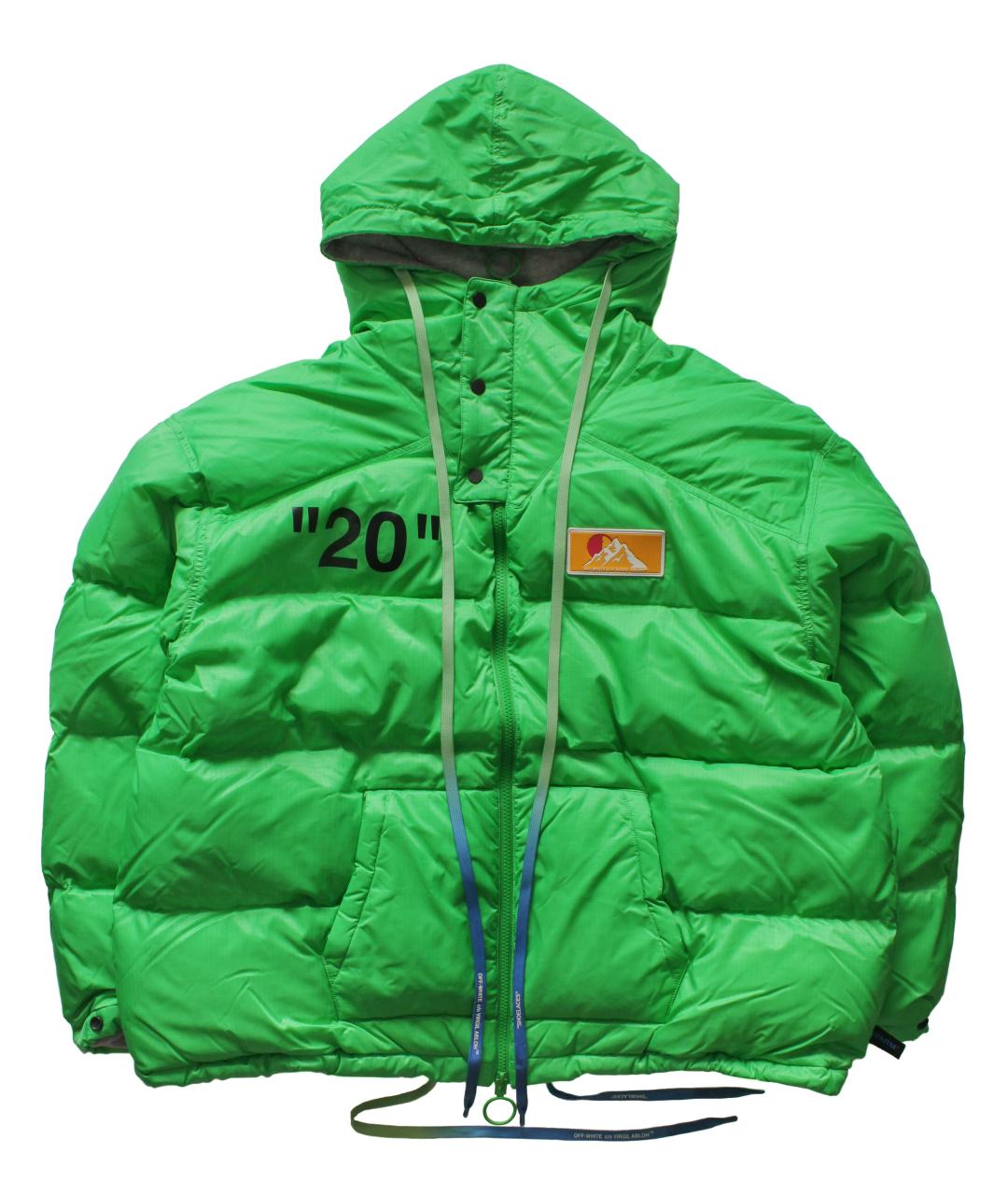 OFF-WHITE Зеленый полиамидовый пуховик, фото 1