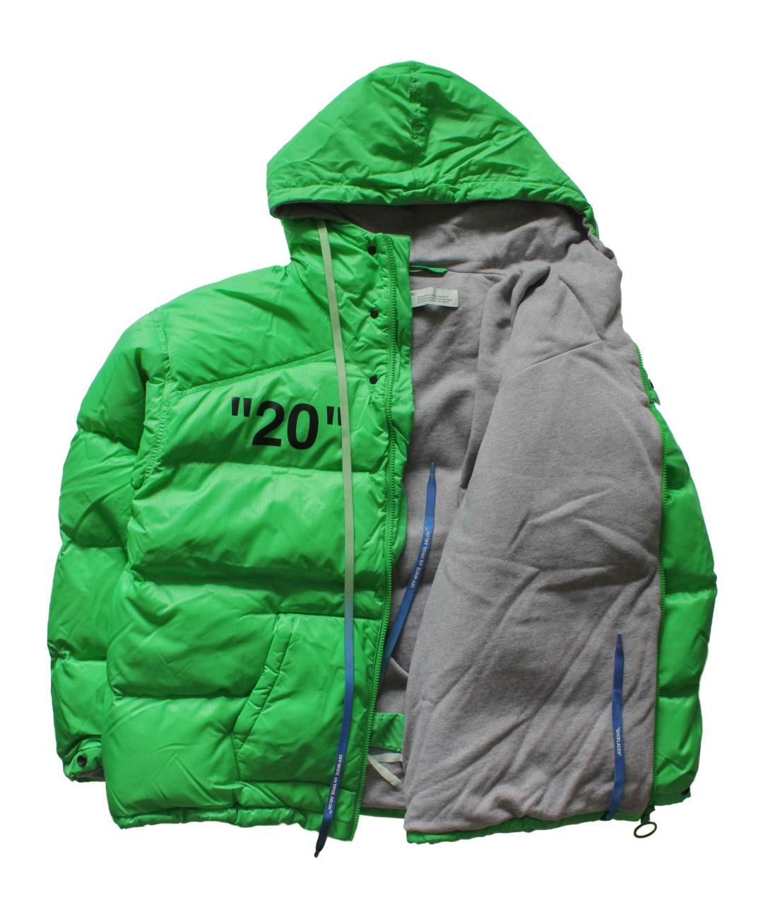 OFF-WHITE Зеленый полиамидовый пуховик, фото 2