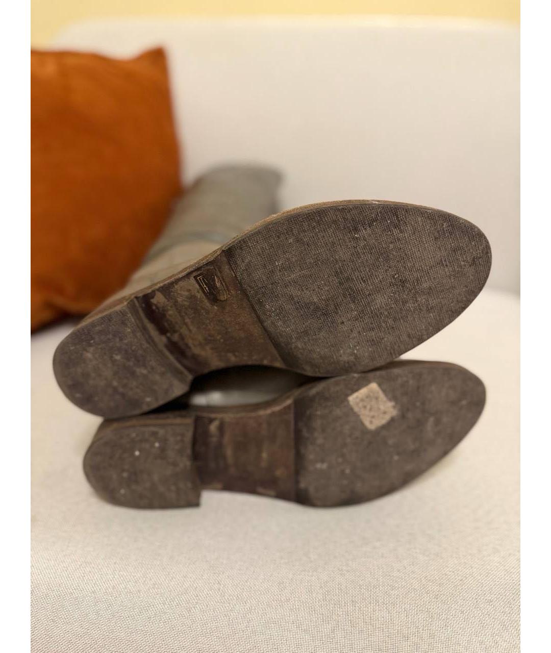 BRUNELLO CUCINELLI Серые кожаные сапоги, фото 4