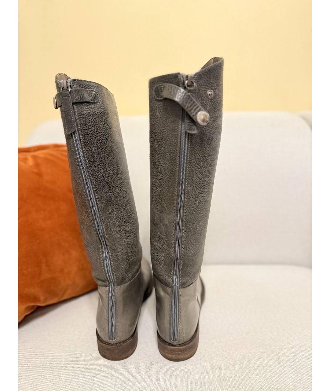 BRUNELLO CUCINELLI Серые кожаные сапоги, фото 3