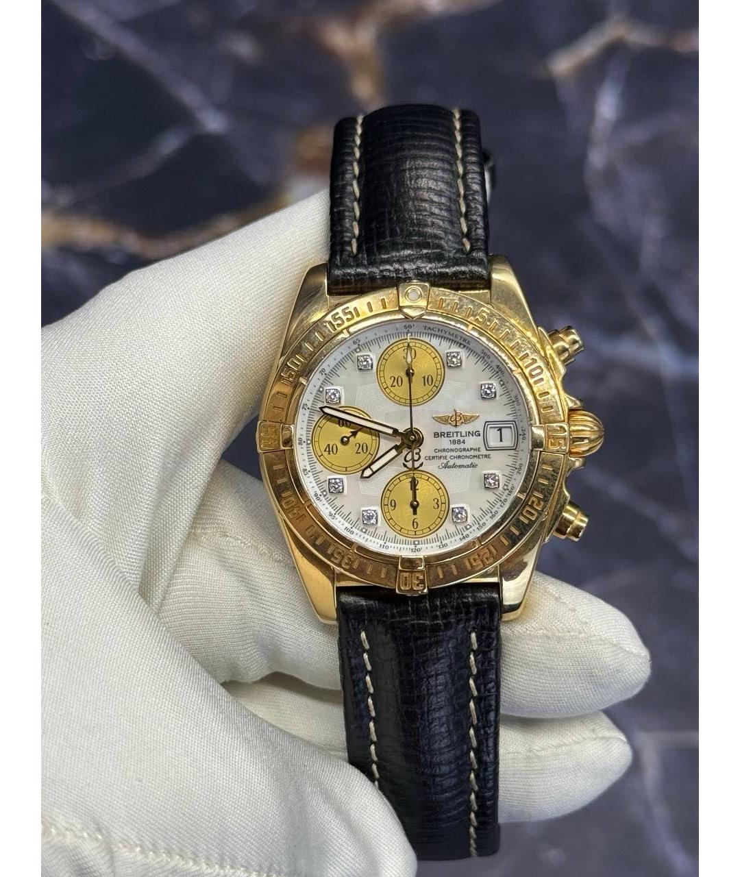 BREITLING Черные часы из желтого золота, фото 8