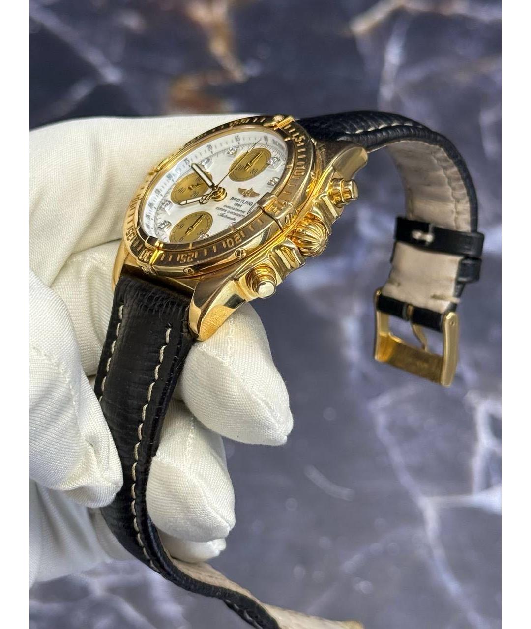 BREITLING Черные часы из желтого золота, фото 2