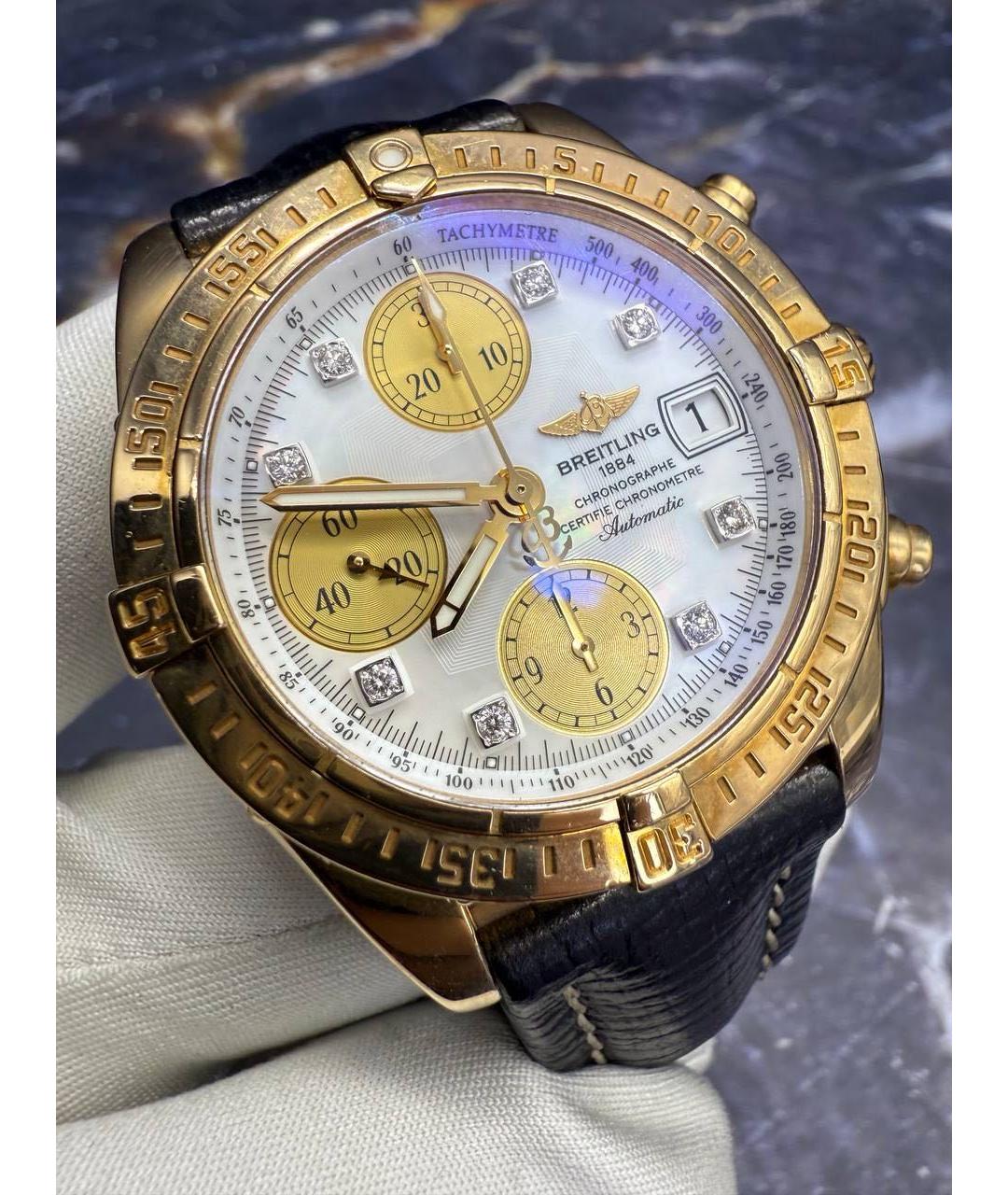 BREITLING Черные часы из желтого золота, фото 6