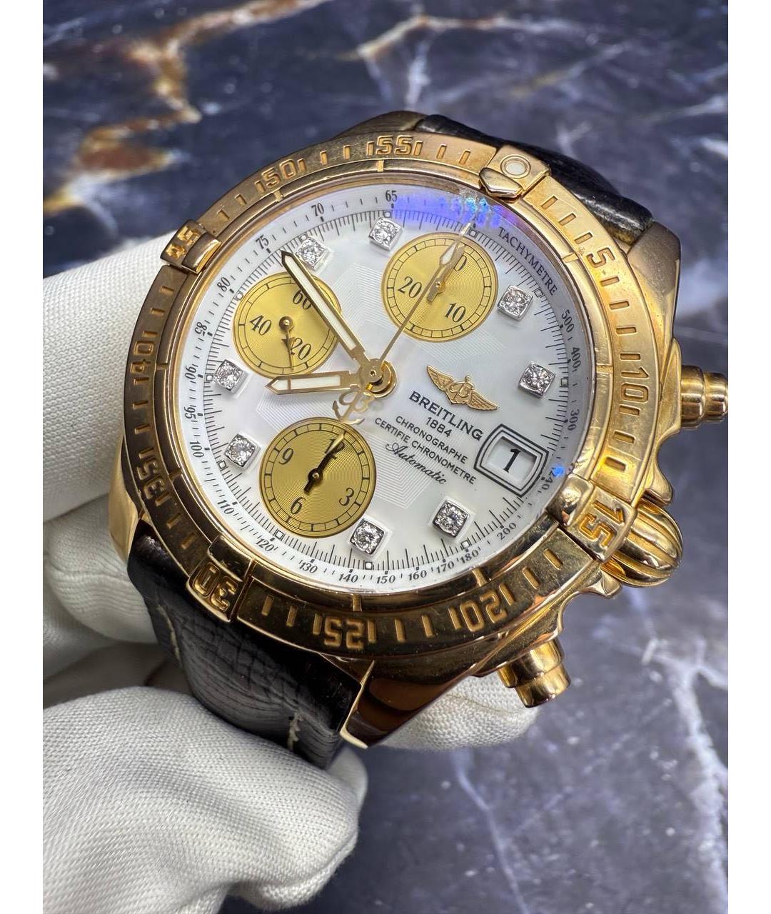 BREITLING Черные часы из желтого золота, фото 7