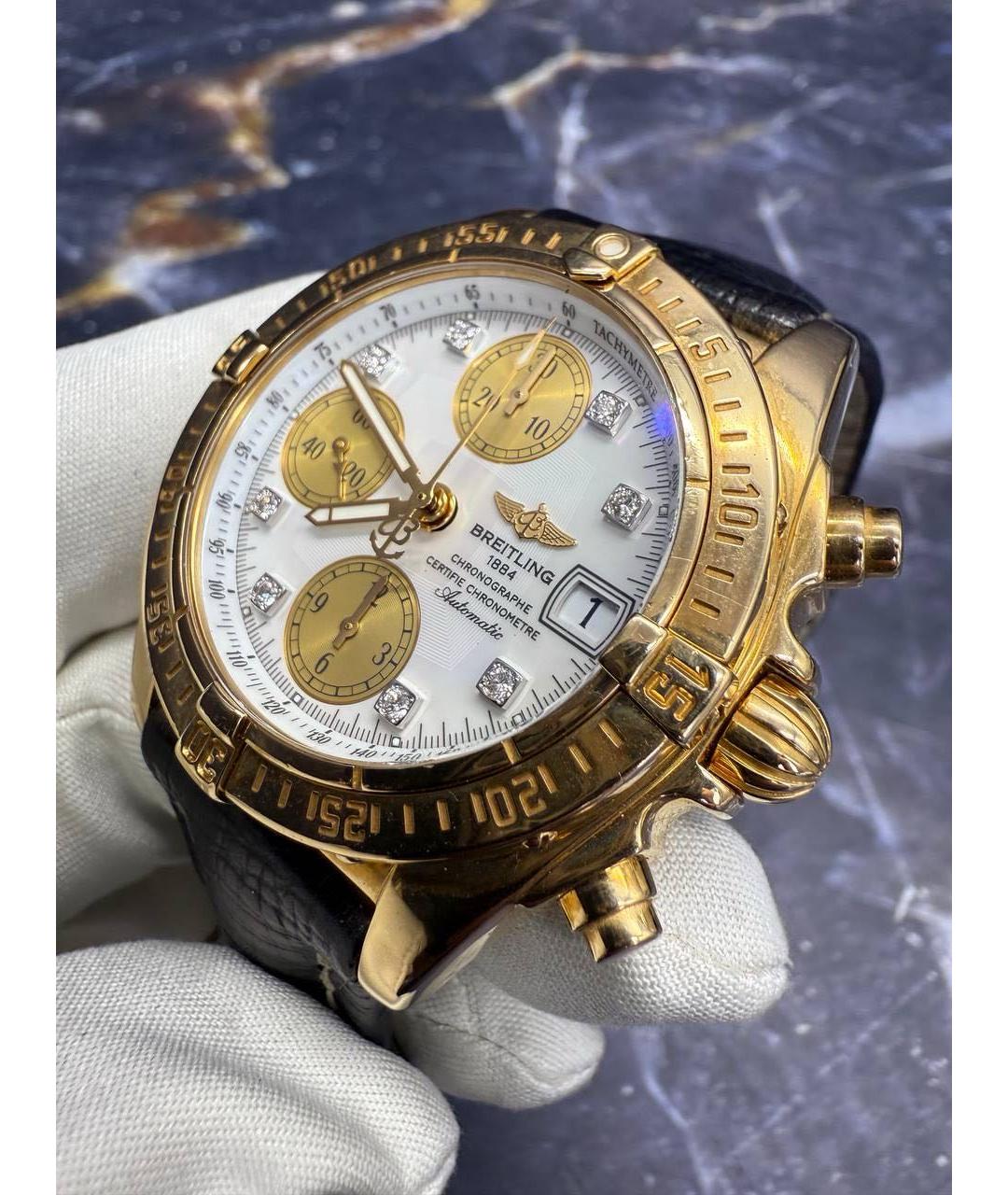 BREITLING Черные часы из желтого золота, фото 5