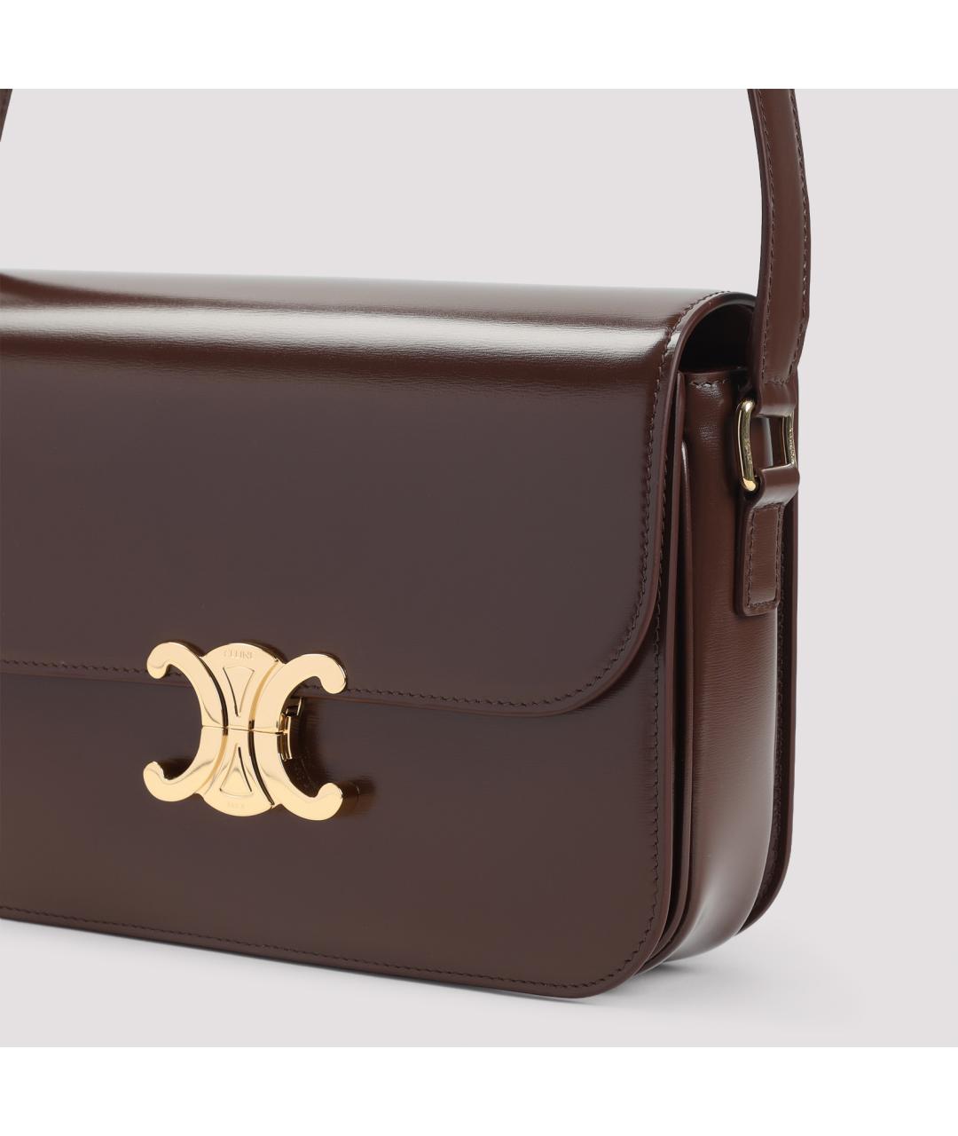 CELINE Коричневая кожаная сумка через плечо, фото 4