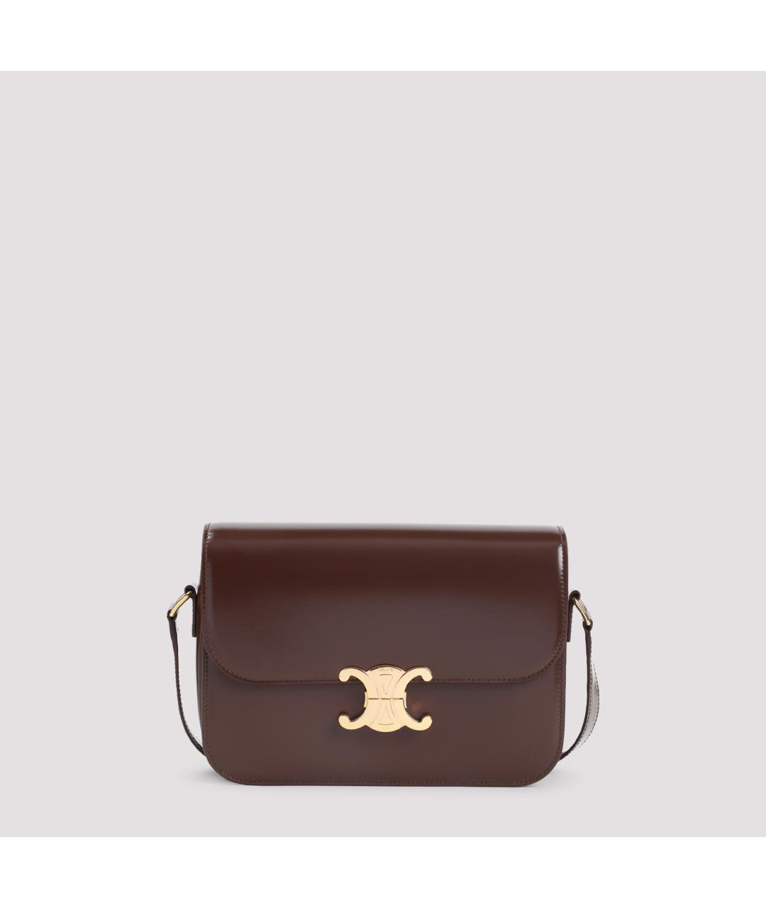 CELINE Коричневая кожаная сумка через плечо, фото 5
