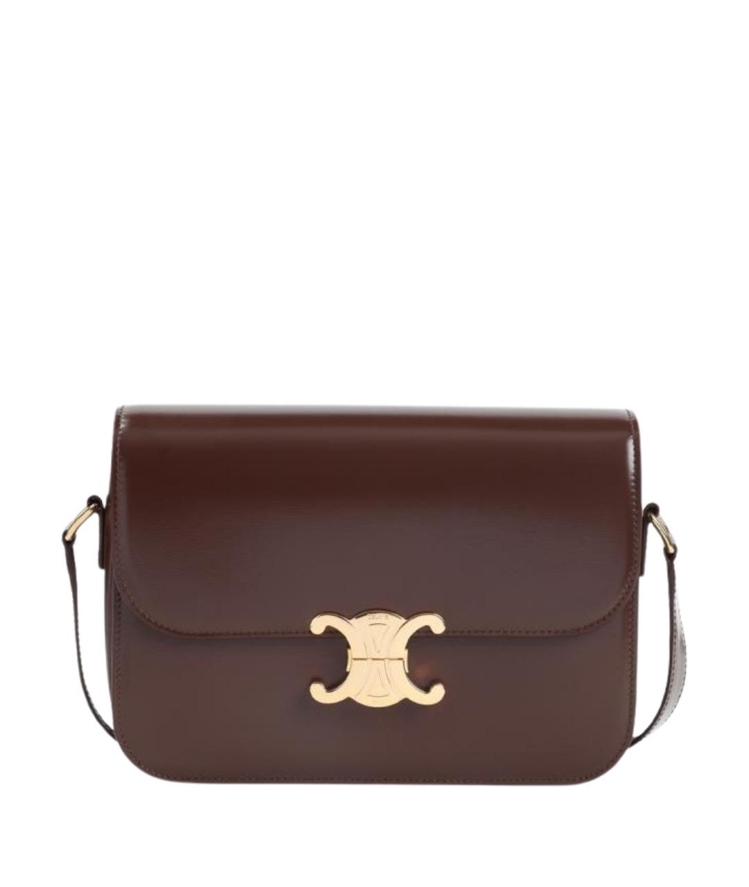 CELINE Коричневая кожаная сумка через плечо, фото 1