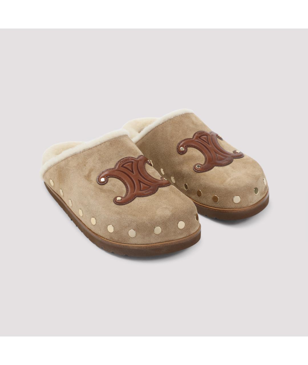 CELINE Бежевые замшевые мюли, фото 4