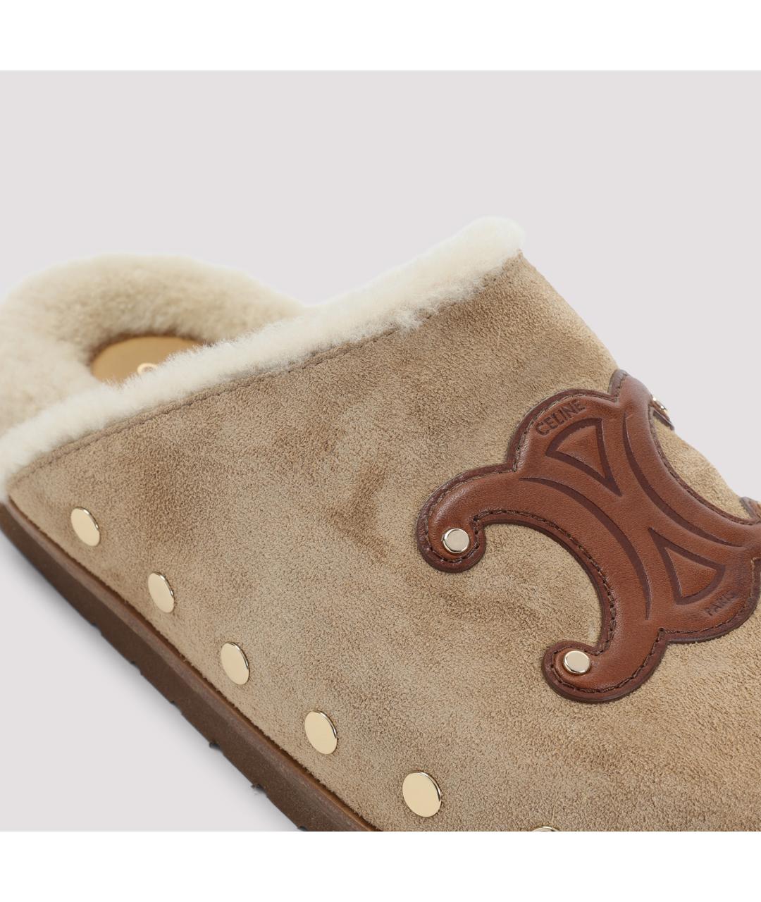 CELINE Бежевые замшевые мюли, фото 5