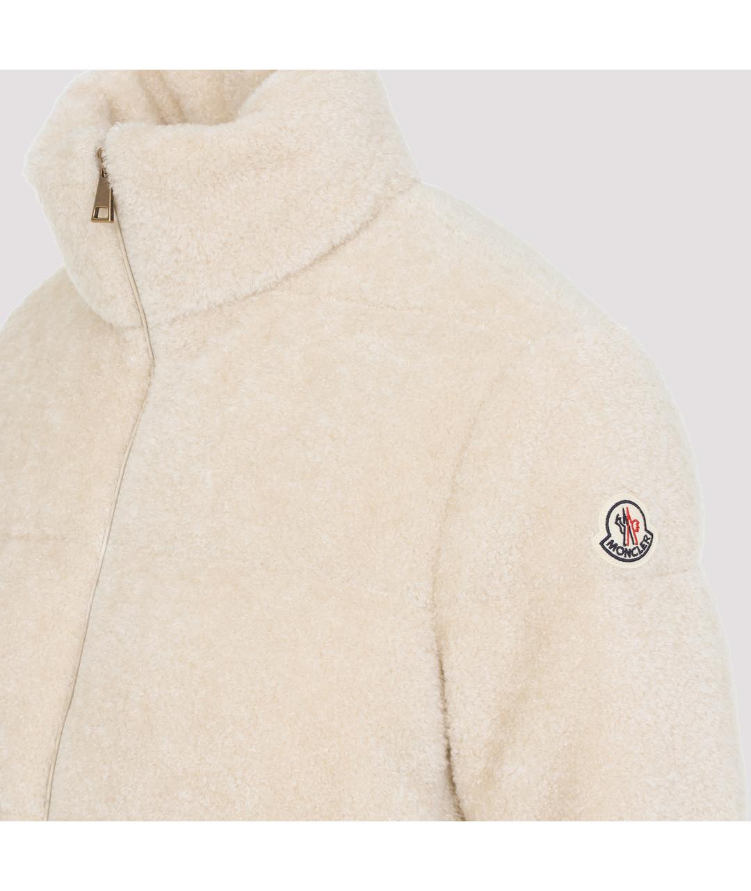 MONCLER Бежевый полиэстеровый пуховик, фото 6