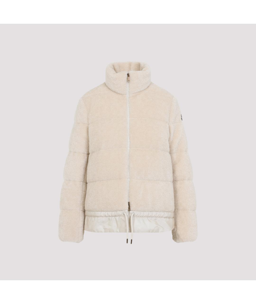 MONCLER Бежевый полиэстеровый пуховик, фото 2