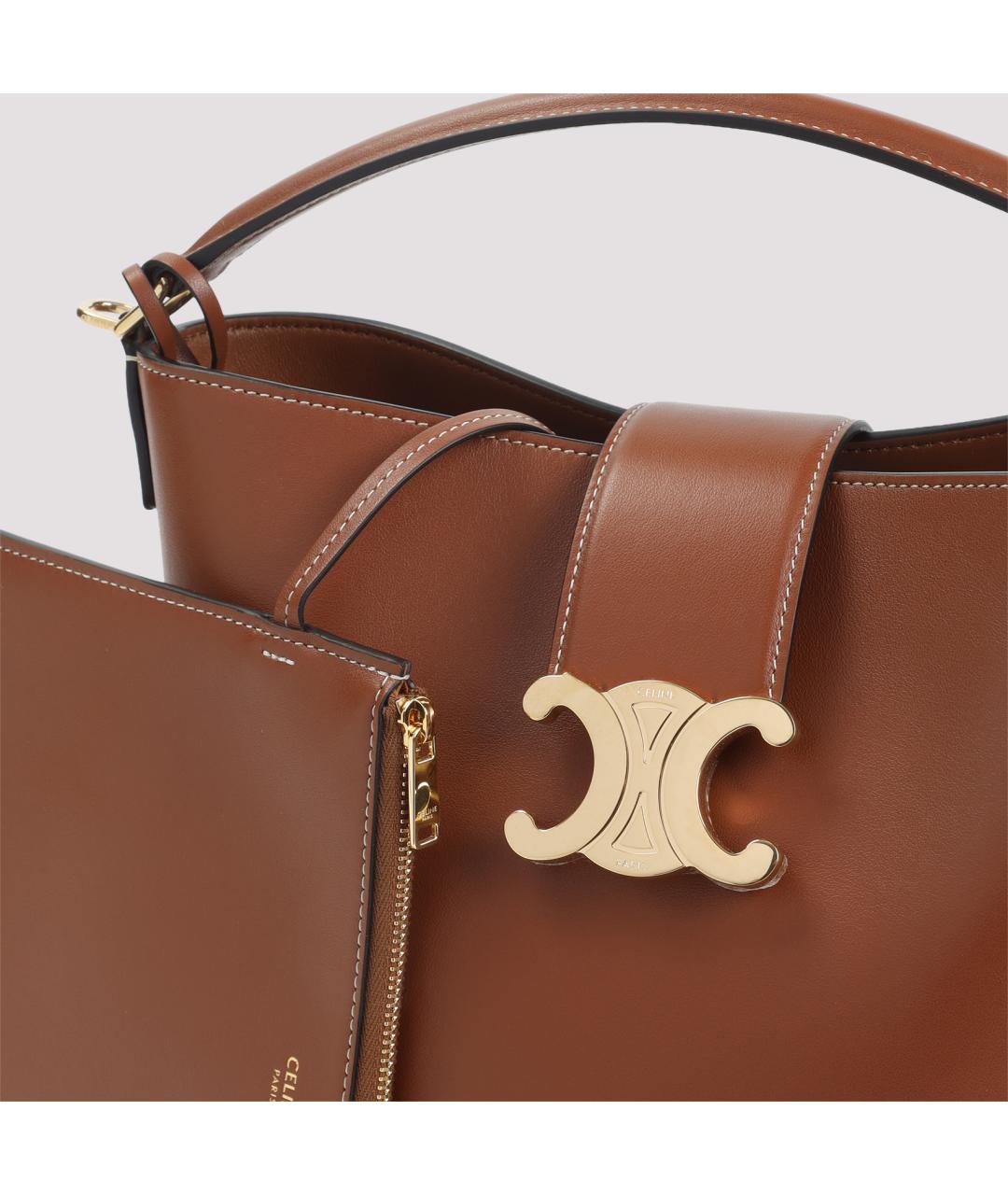 CELINE Коричневая кожаная сумка через плечо, фото 5