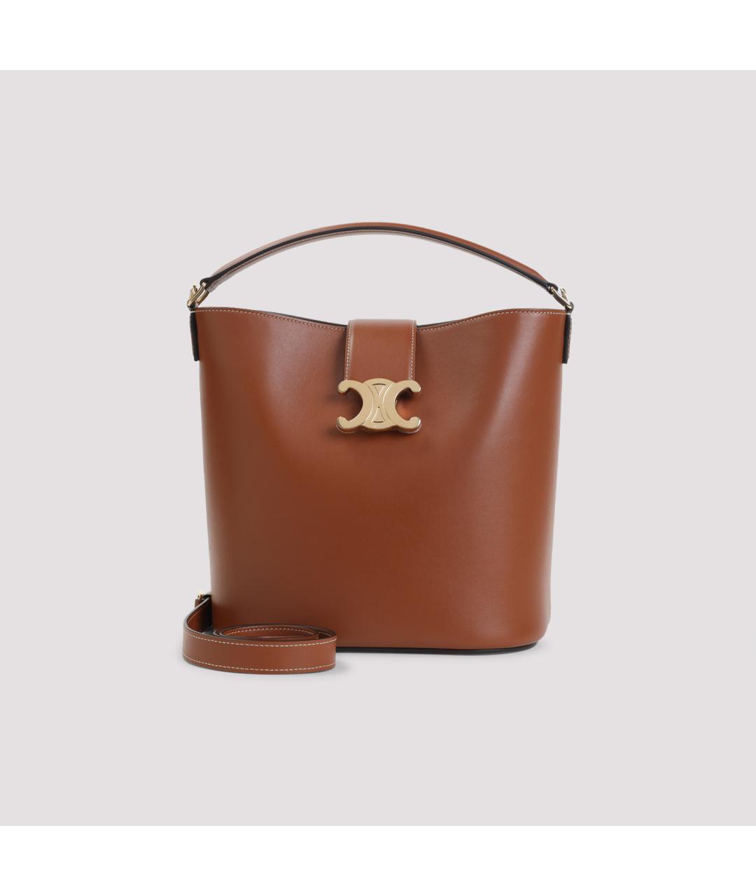 CELINE Коричневая кожаная сумка через плечо, фото 3