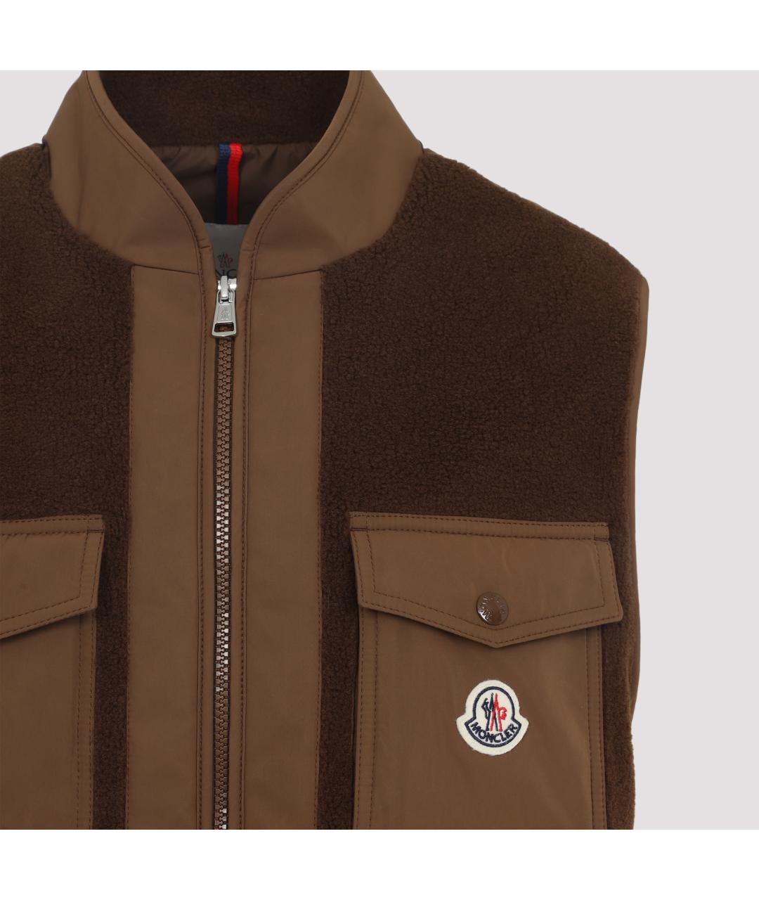 MONCLER Коричневый полиэстеровый жилет, фото 5