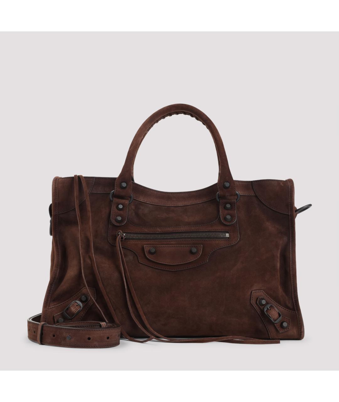 BALENCIAGA Коричневая замшевая сумка тоут, фото 2