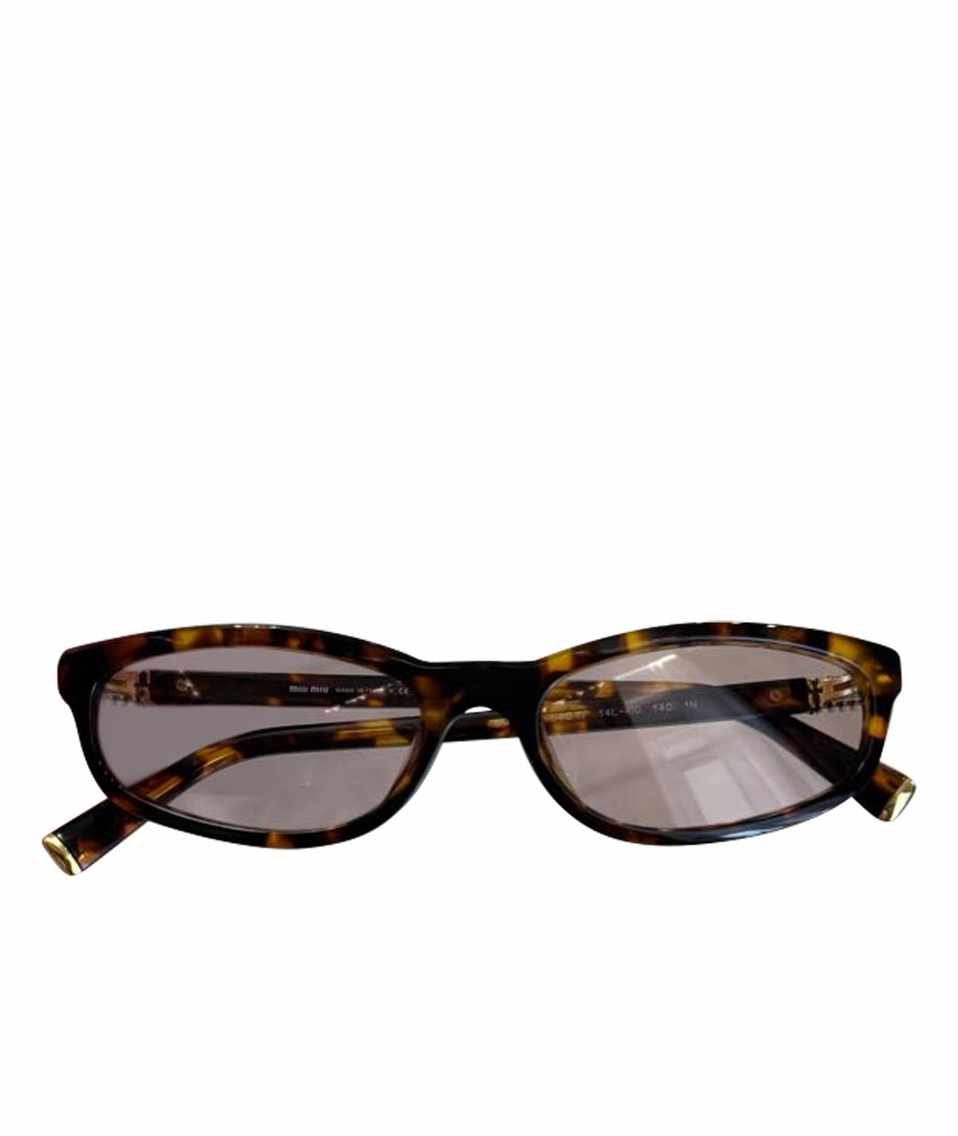 MIU MIU Коричневые пластиковые солнцезащитные очки, фото 1