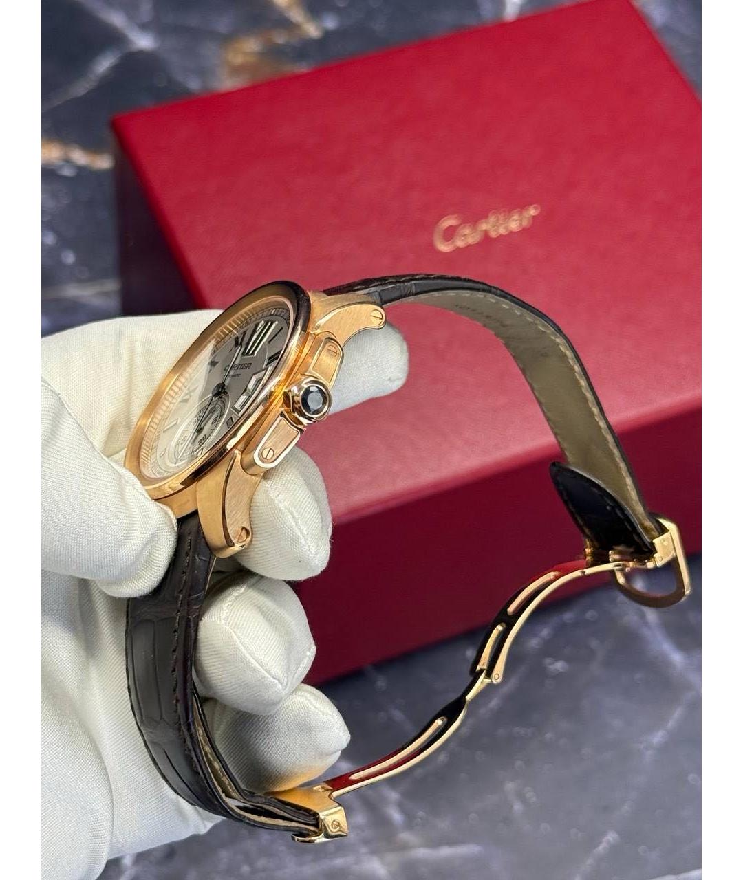 CARTIER Черные часы из розового золота, фото 3