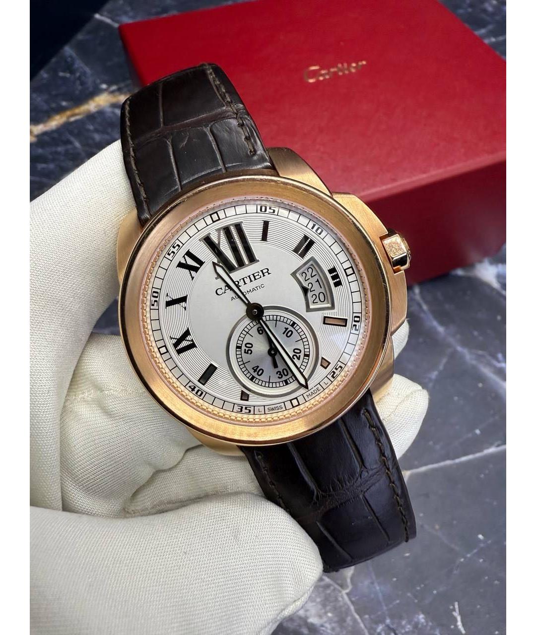 CARTIER Черные часы из розового золота, фото 9