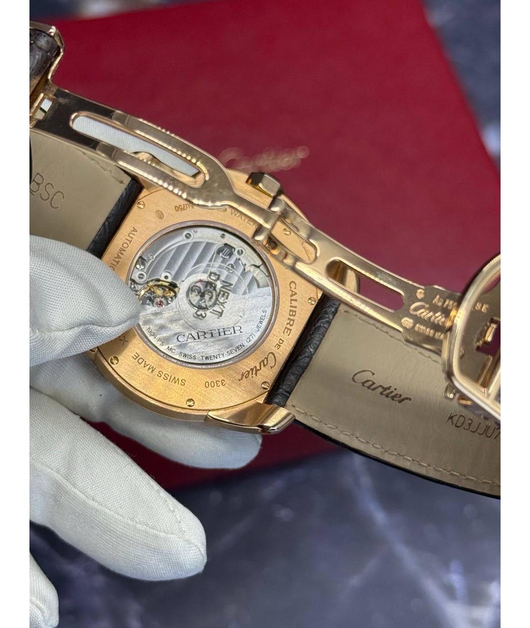 CARTIER Черные часы из розового золота, фото 6