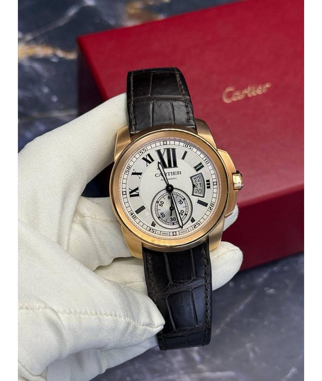 CARTIER Черные часы из розового золота, фото 2