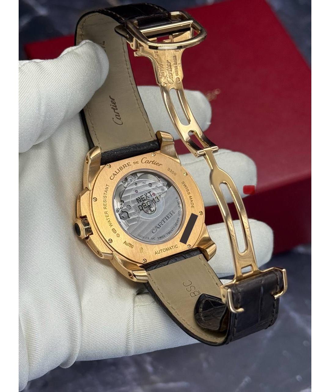 CARTIER Черные часы из розового золота, фото 5